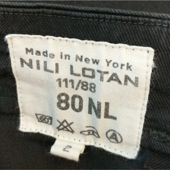 Nili Lotan 2 Slouchy Paris Pants Drop Crotch $345 Cropped Cotton Washed Black - Picture 5 of 5